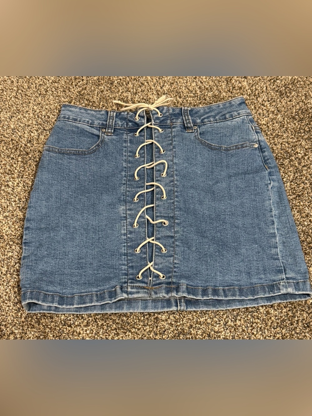 Pacsun Los Angeles Denim Lace-Up Mini Skirt in Light Blue size 24